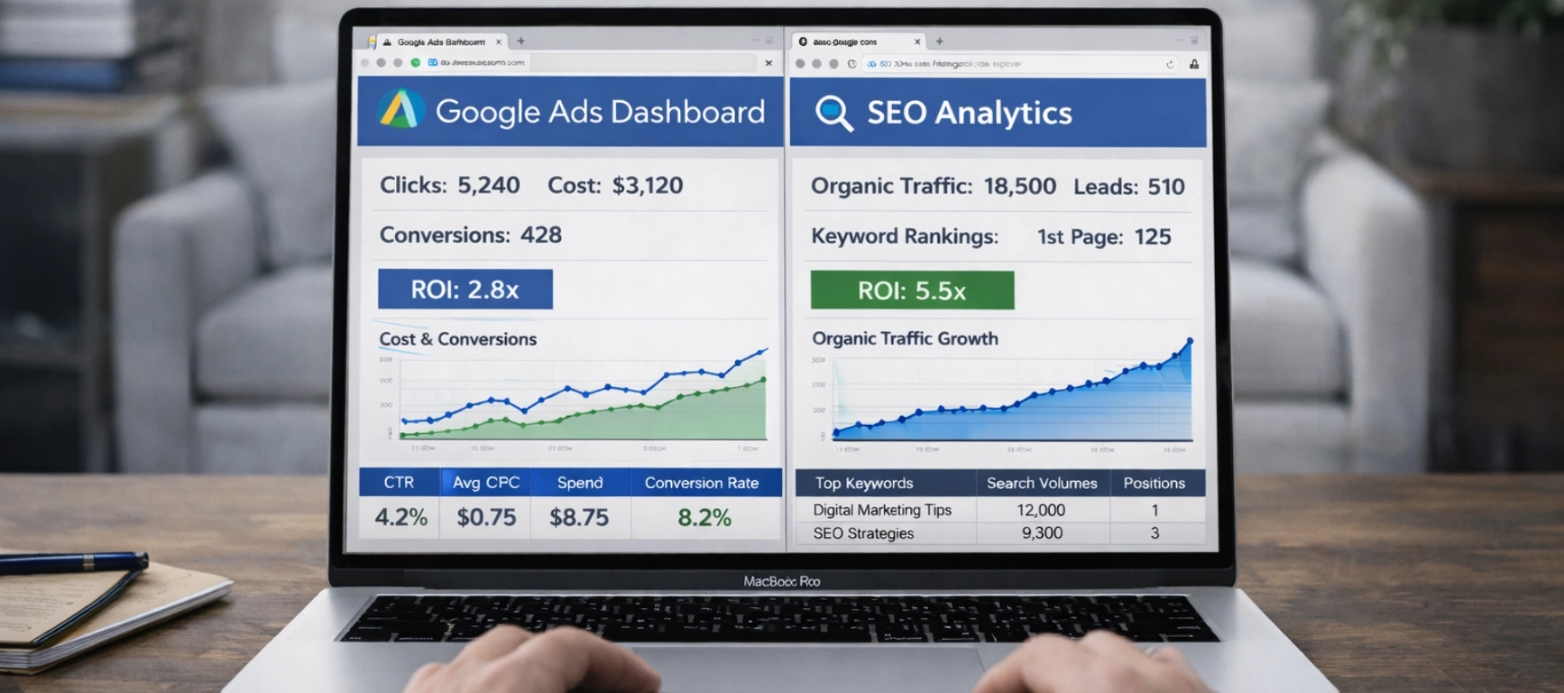Comparison of paid search marketing and organic SEO strategies for better ROI in 2026